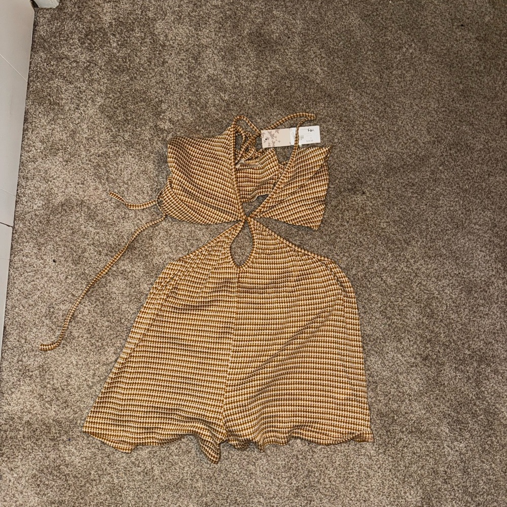 Brown and Tan Houndstooth Two-Piece Set